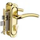 Замок врезной с дверными ручками на планке Inspire глянцевое золото