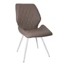 Мягкий стул La alta Ostin для кухни со спинкой 1 шт темно-бежевая экокожа ножки белые круглые