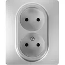 Розетка двойная без заземления - Lexman Lilian - без шторок в сборе 16А 250В винтовые зажимы - алюминий