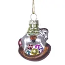 Елочная игрушка Лошадка-качалка 826467 6 см серый/серебристый