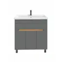 Тумба с раковиной в ванную Ruvann Nika 80 раковина Фостер 80 напольная цвет дуб вотан, графит софт