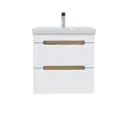 Тумба с раковиной в ванную Ruvann Aqvi 50 раковина Moduo 50 подвесная цвет дуб вотан, белый