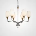 Люстра подвесная Imperiumloft Viola-milk01 181911-26 6 ламп 12 м² цвет белый, черный, латунь