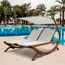 Шезлонг с подушкой складной Афина мебель AFM-510 204 см x 147 см x 150 см дерево коричневый