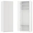 Шкаф распашной Лион белый 80х232,2х54,5 с 3 полками и штангой ЛДСП белый