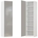 Шкаф распашной Лион серый глянец с 6 полками 60х232,2х54,5 ЛДСП каркас белый