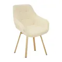 Кресло мягкое Elliot поворотное на 360 градусов белая букля ноги шампань