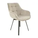 Кресло мягкое Elliot поворотное на 360 градусов велюр серо-бежевый ноги черные