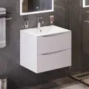 Тумба для ванной Bond Wave T01600-S05W подвесная 60 белая c белой раковиной S05-600