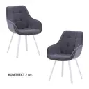 Кресло мягкое Elliot поворотное на 360 градусов велюр темно-серый ноги белые комплект 2 штуки