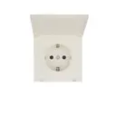 Розетка встраиваемая Zima с заземлением с крышкой цвет слоновая кость