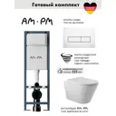 Инсталляция AM.PM I012711.0301 ErgoFit с клавишей слива ErgoFit M пластик глянцевый белый унитаз Long 52x36.5 Vortex матовый белый конус