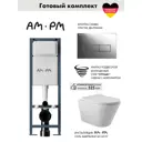 Инсталляция AM.PM I012711.0351 ErgoFit с клавишей слива ErgoFit M пластик гл/хром унитаз Long 52x36.5 Vortex Soft-Close матовый белый конус