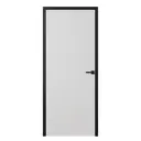 Дверь межкомнатная глухая Invisible 80x220 см грунт цвет белый с черной кромкой с замком