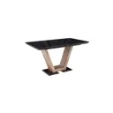 Обеденный стол прямоугольный Аврора 102021 140x140 см ЛДСП цвет черный с чёрным стеклом/ель умбра, черный