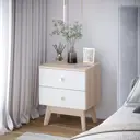 Тумба прикроватная 2 ящика KONSENSA Лион Амьен 45x54x35 см ЛДСП цвет белый/коричневый