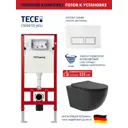 Инсталляция TECE spring с прямоугольными клавишами белый глянцевый унитаз подвесной безободковый ADT Long 52x36.5 Vortex черный матовый овал