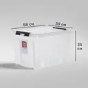 Контейнер Rox Box 58x39x35 см 70 л пластик с крышкой и роликами цвет прозрачный