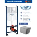 Комплект инсталляция и унитаз: инсталляция Grohe Rapid SL 38745001QV2130A клавиша хром 3 режима унитаз подвесной Vortex Торнадо Soft-Close квадрат