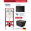 Инсталляция TECE spring с прямоугольными клавишами черный матовый унитаз подвесной безободковый ADT Long 52.5x34.5 Vortex черный матовый квадрат