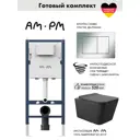 Инсталляция AM.PM I012709.0251 PrimeFit с клавишей слива PrimeFit S гл/хром унитаз Long 52.5x34.5 Vortex Soft-Close матовый черный квадрат