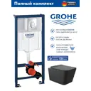 Инсталляция GROHE Rapid SL с клавишей смыва Skate Air (3 реж) 38721001 и унитаз Long 52.5x34.5 Vortex Soft-Close черный матовый квадрат