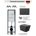 Инсталляция AM.PM I012711.0138 ErgoFit с клавишей слива ErgoFit L пластик матовый черный унитаз Long 52.5x34.5 Vortex Soft-Close черный квадрат