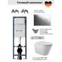 Инсталляция AM.PM I012711.0151 ErgoFit с клавишей слива ErgoFit L пластик гл/хром унитаз Long 52x36.5 Vortex Soft-Close глянцевый белый конус