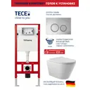 Инсталляция TECE spring с круглыми клавишами хром глянцевый унитаз подвесной безободковый ADT Long 52x36.5 Vortex белый глянцевый конус