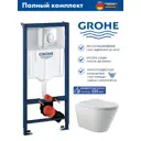 Инсталляция GROHE Rapid SL с клавишей смыва Skate Air (3 реж) 38721001 и унитаз Long 520*365 Vortex Soft-Close белый глянцевый конус