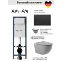 Комплект инсталляция и унитаз: инсталляция Am.pm I012711.0338OV2130 ErgoFit, клавиша ErgoFit M черный, унитаз Vortex Торнадо Soft-Close овал