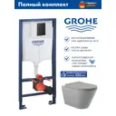 Система инсталляции для унитаза Grohe Solido 38811KF0CV2130A 3 в 1 клавиша Even фантомный черный унитаз Vortex Торнадо Soft-Close серый матовый конус