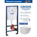 Инсталляция GROHE Solido 5 в 1 QuickFix с клавишей смыва Arena Cosmopolitan (39702000) и унитаз Long 520*365 Vortex Soft-Close белый глянцевый овал