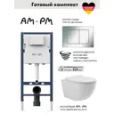 Инсталляция AM.PM I012709.0251 PrimeFit с клавишей слива PrimeFit S гл/хром унитаз Long 52x36.5 Vortex Soft-Close глянцевый белый овал