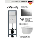 Инсталляция AM.PM I012711.0351 ErgoFit с клавишей слива ErgoFit M пластик гл/хром унитаз Long 52x36.5 Vortex Soft-Close глянцевый белый овал