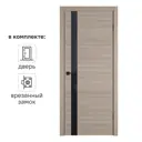 Дверь межкомнатная со стеклом Канзас 80x200 см ПВХ цвет дуб европейский красный с замком