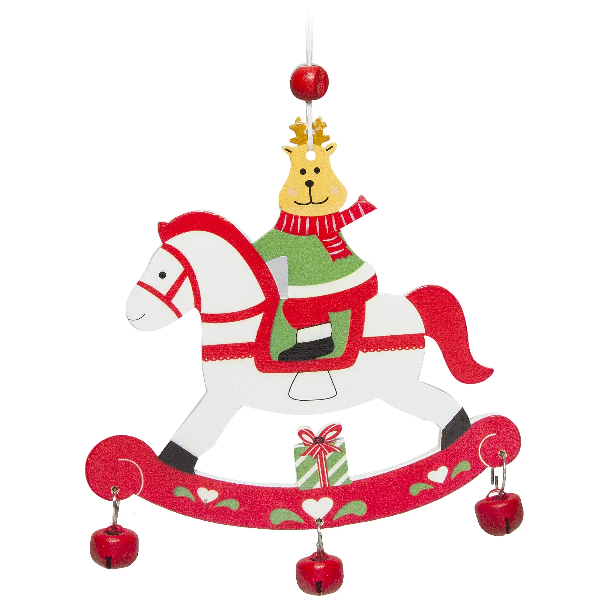 Изображение товара Ёлочное украшение «Олень» 11x10 см, дерево, цвет красный/белый