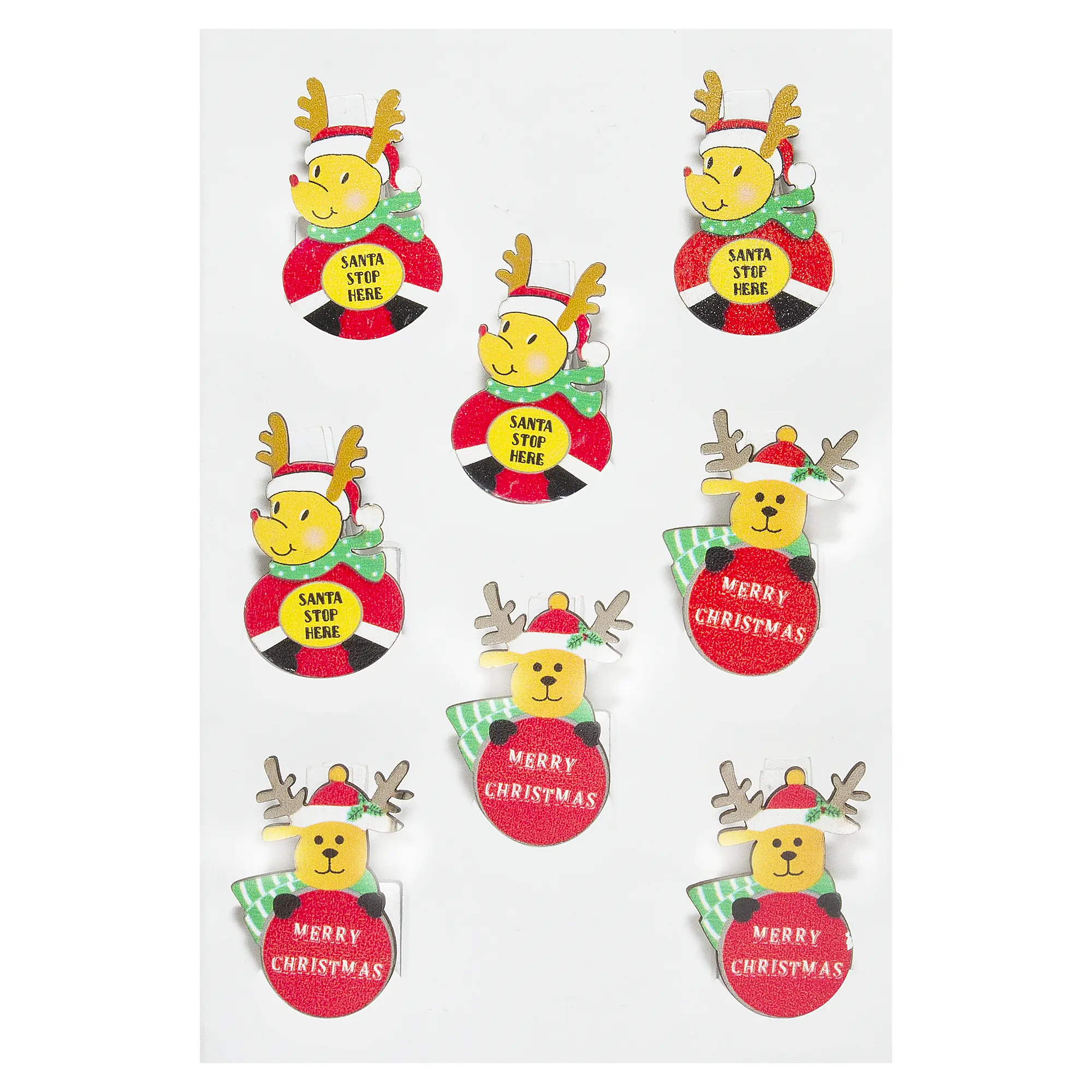 Изображение товара Ёлочное украшение «Олени» 3.5 см, 8 шт, дерево, цвет красный/зеленый