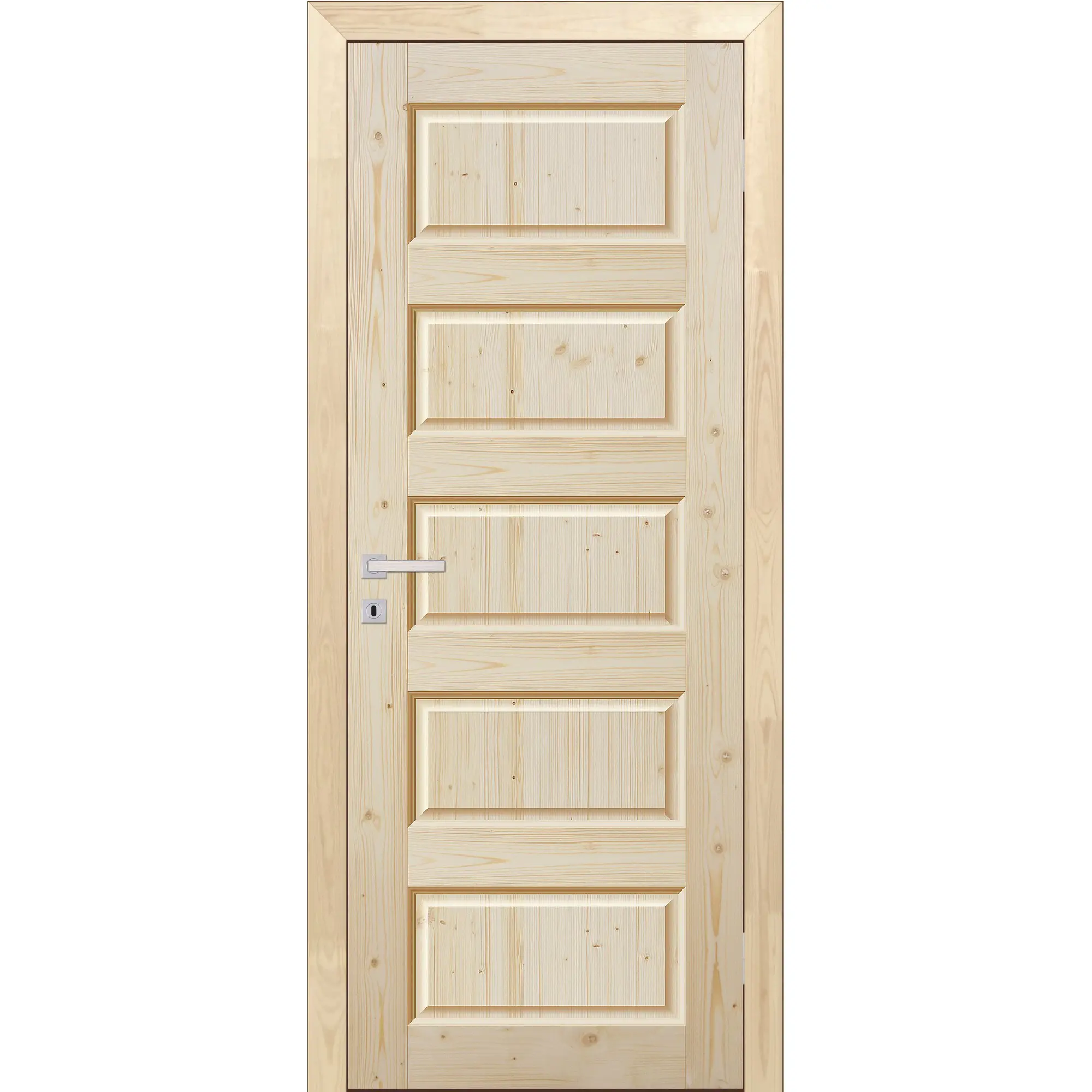 Изображение товара Дверь межкомнатная глухая 60x200 см, пятифиленчатый массив хвои, цвет натуральный