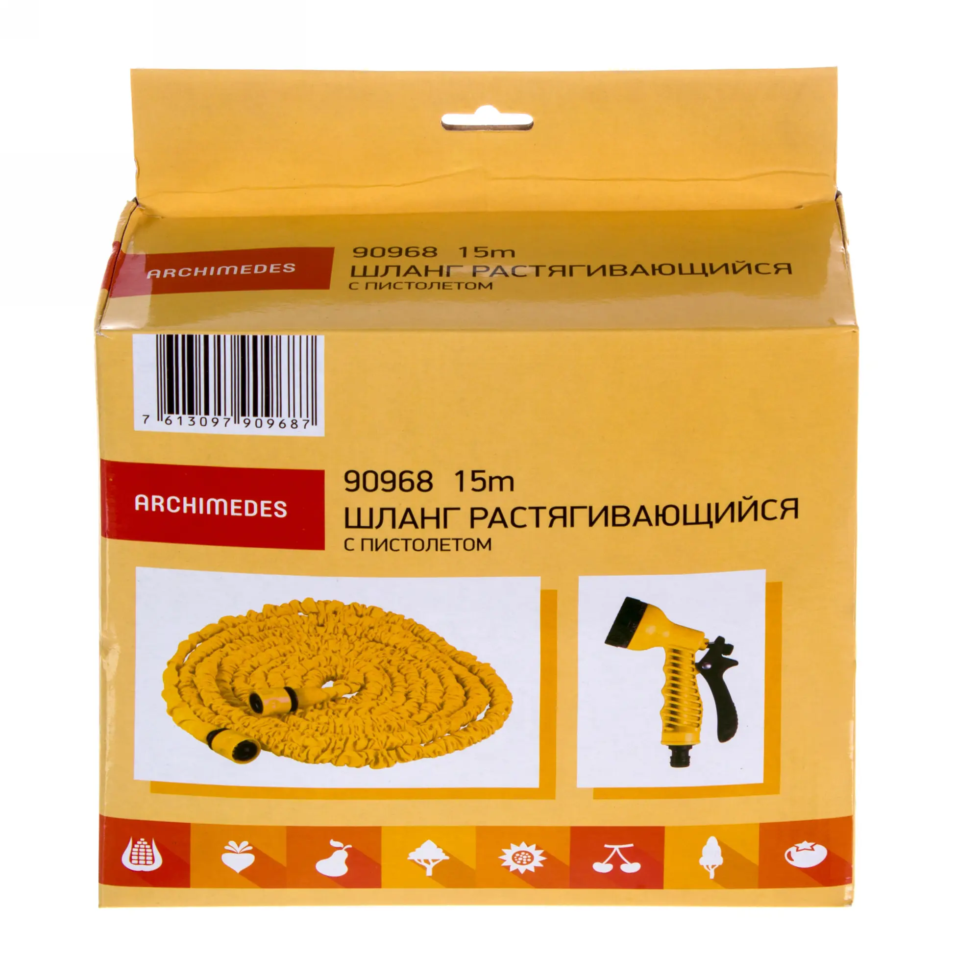 Изображение товара Шланг растягивающийся с пистолетом Archimedes ø6 мм 15 м. резина