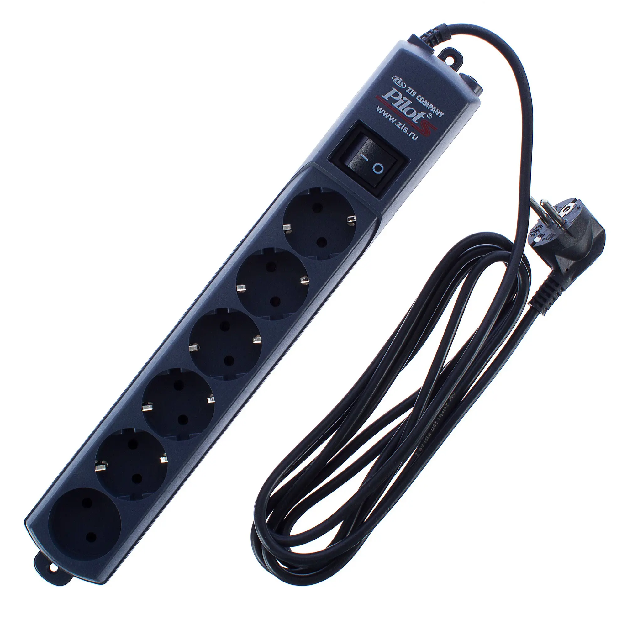 Изображение товара Сетевой фильтр Pilot S 6 розеток с заземлением и защитой 2200 Вт графит