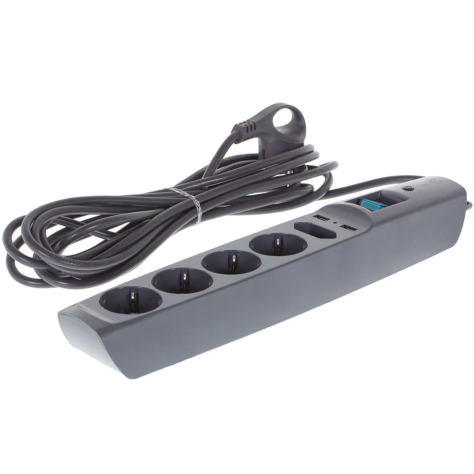 Изображение товара Сетевой фильтр Эра SFU с USB, 5 розеток, заземление, черный