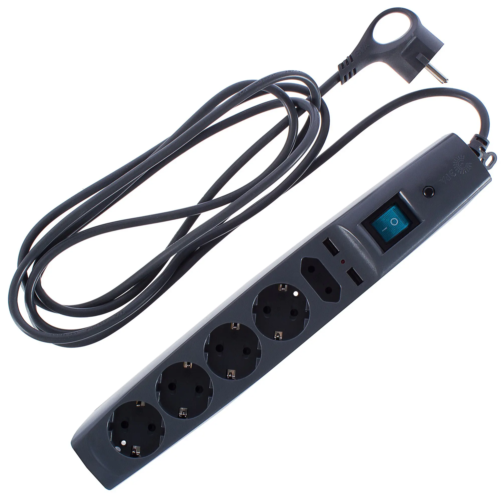 Изображение товара Сетевой фильтр Эра SFU 5 розеток с USB 2200 Вт черный