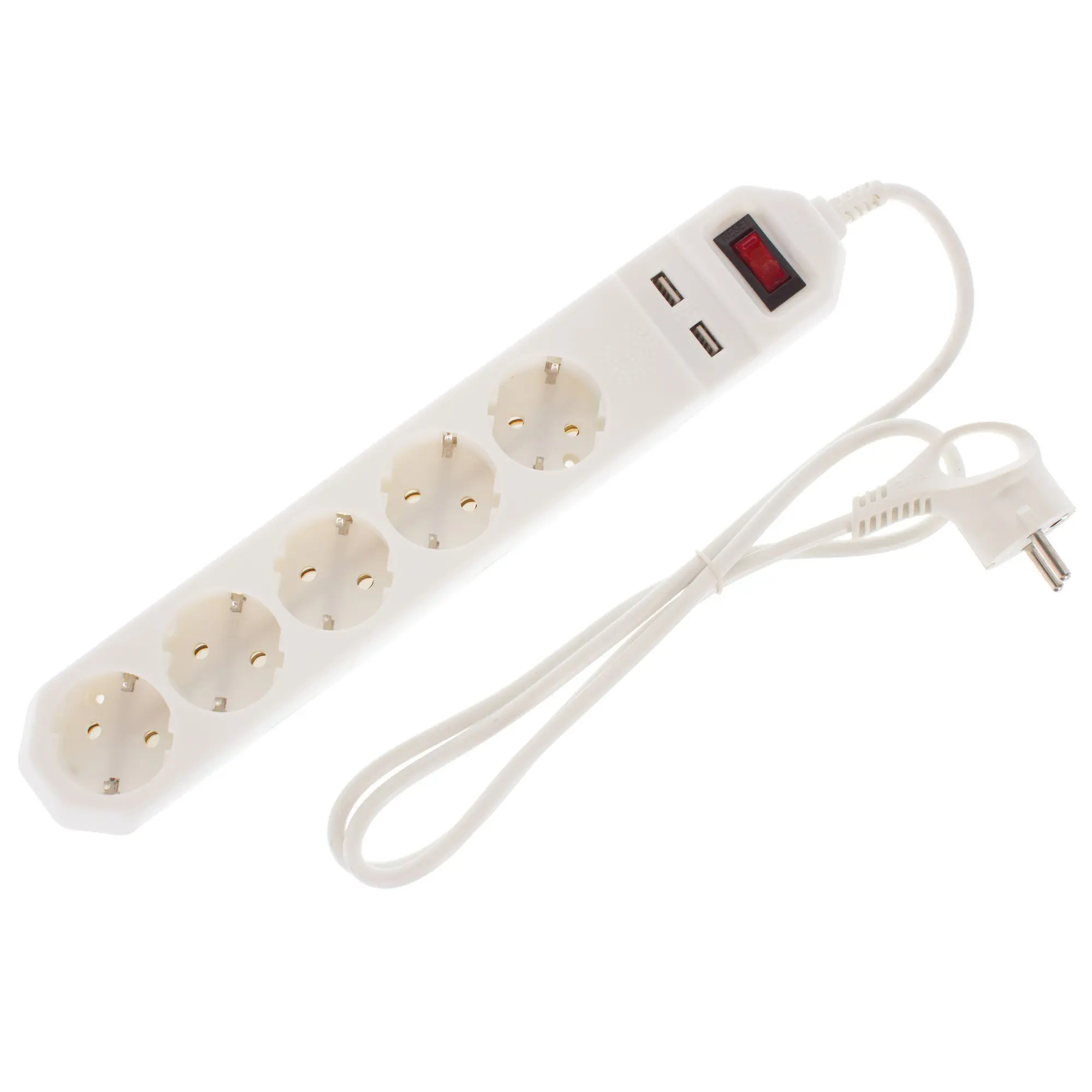Изображение товара Сетевой фильтр Эра USF 5 розеток с заземлением и USB 2200 Вт белый