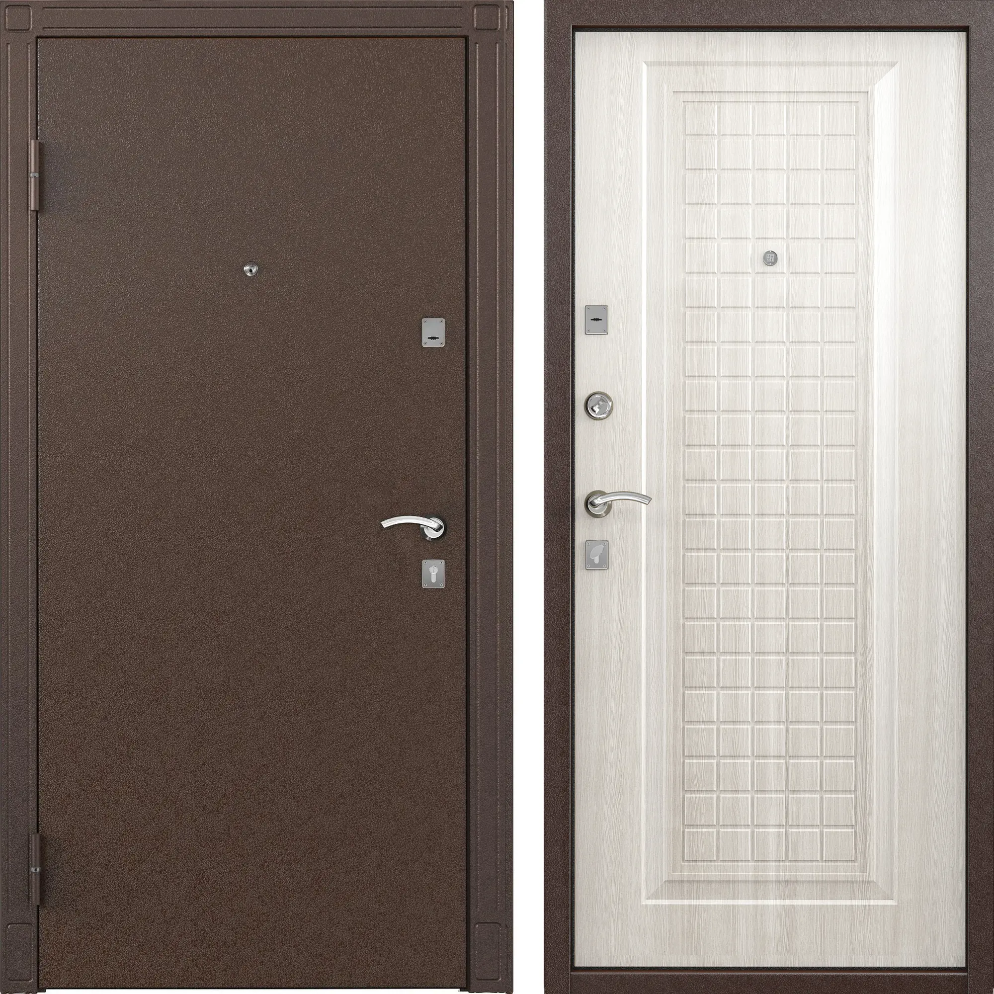 Изображение товара Входная дверь металлическая Спектра 1 белая перламутровая 950 мм левая