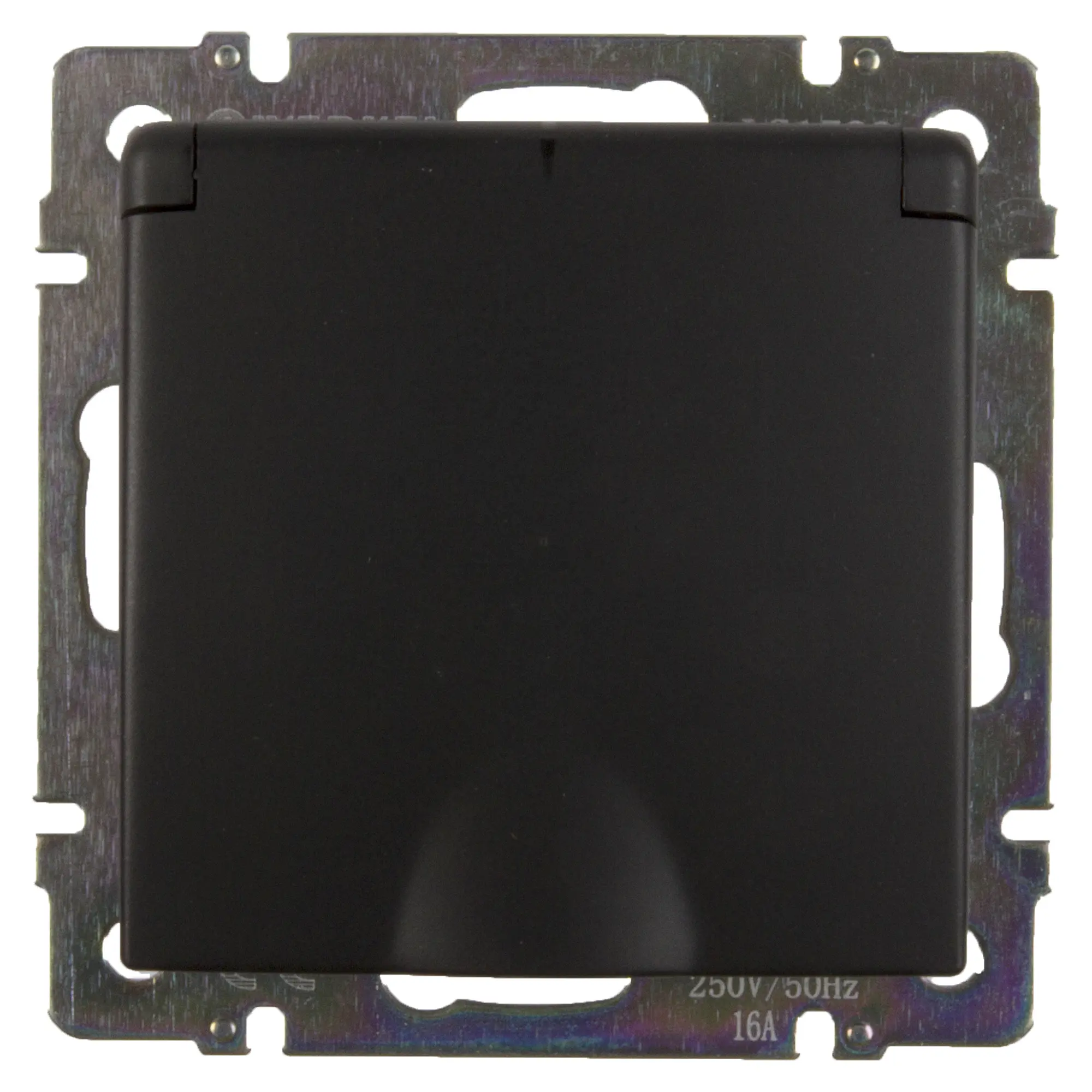 Изображение товара Розетка встраиваемая влагозащищённая Werkel с заземлением с крышкой и шторками IP44 цвет черный