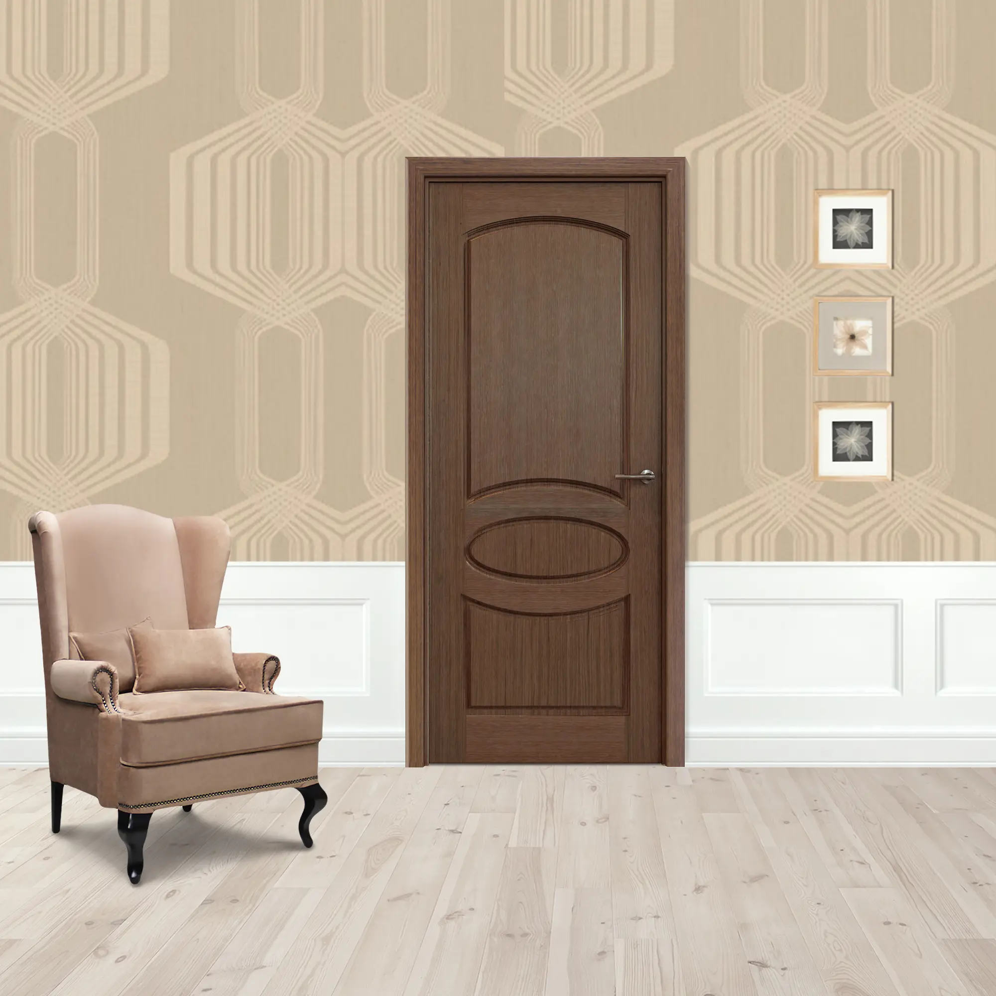 Изображение товара Межкомнатная глухая дверь Классика 60x200 см орех натуральный шпон