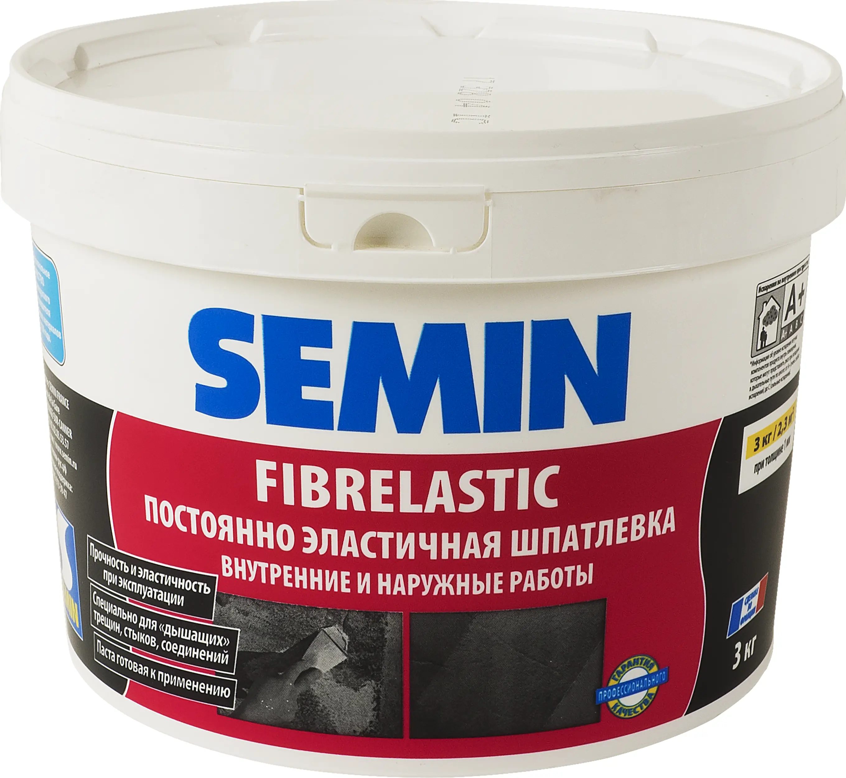 Изображение товара Эластичная шпаклёвка Semin Fiberlastic 3 кг для внутренних и наружных работ