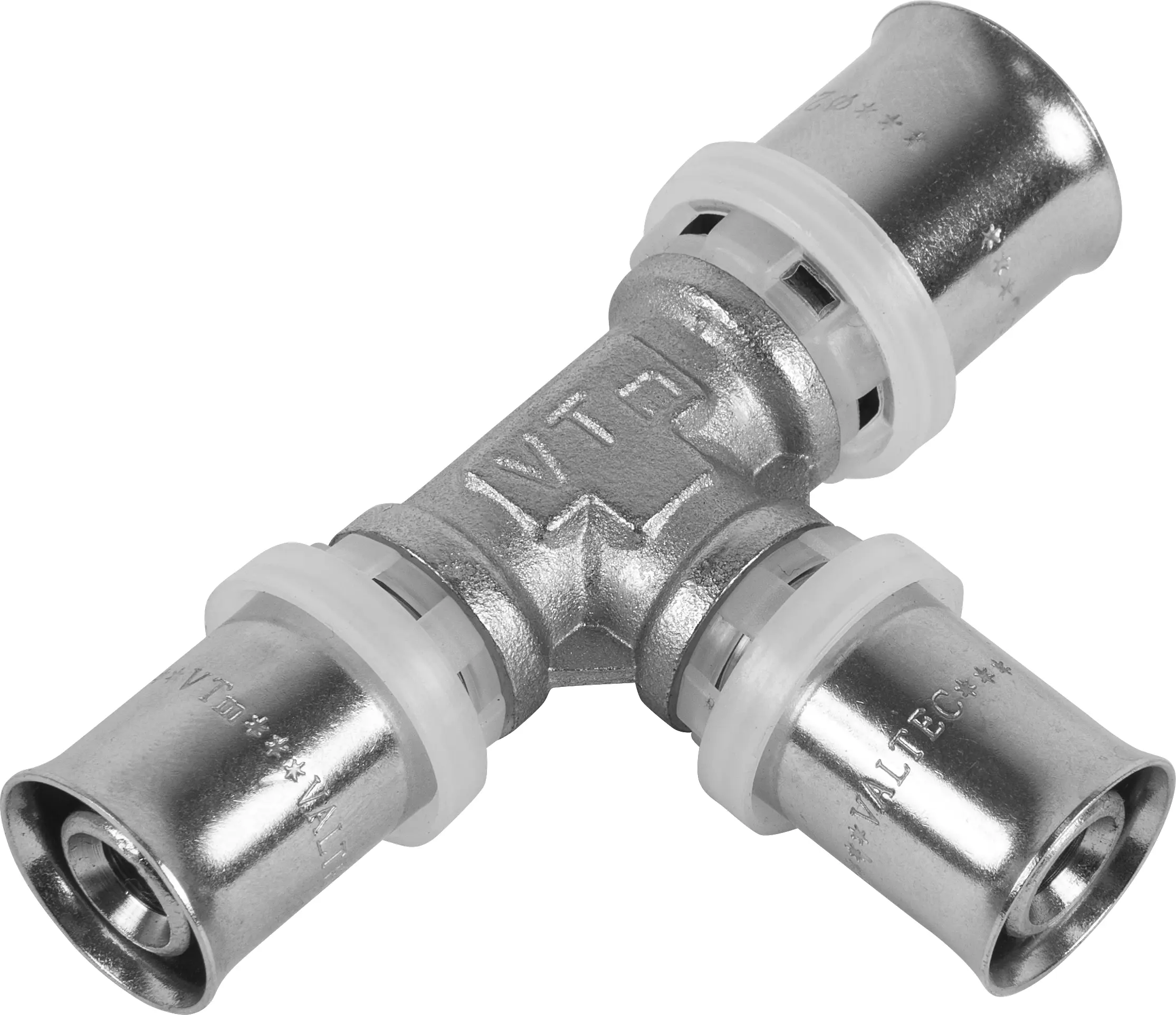 Изображение товара Тройник переходной Valtec 20x16x16 мм латунь с никелированным покрытием