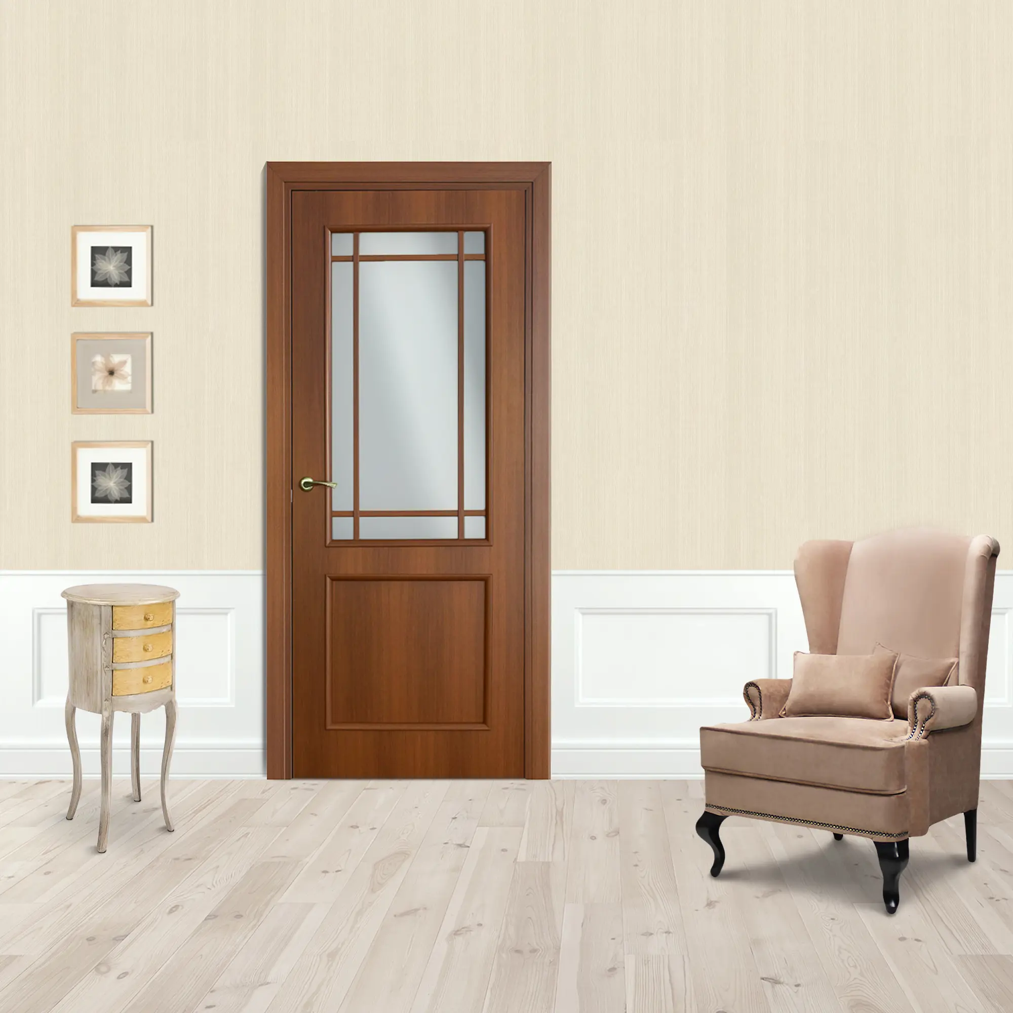 Изображение товара Дверь межкомнатная застеклённая Фортунато Классика 60х200 см, цвет орех